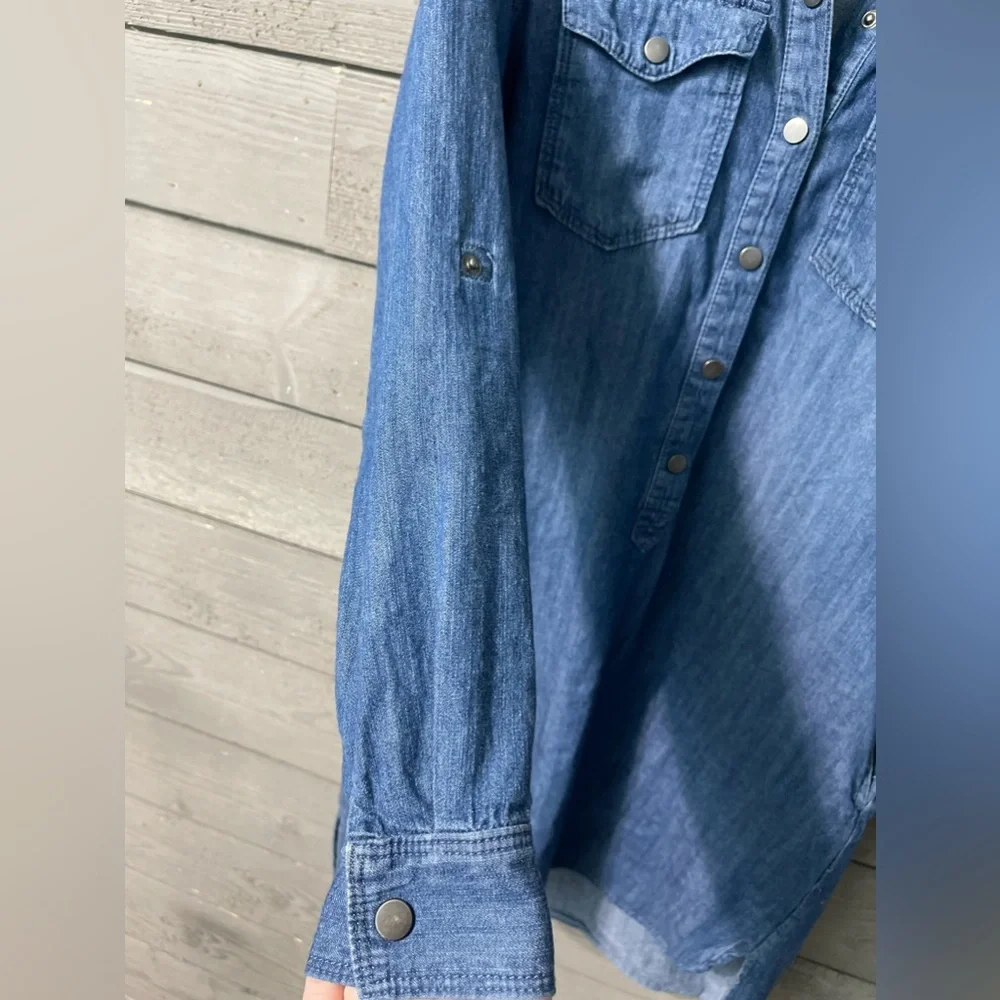 White House Black Market Long Sleeve Denim Button Up Jean Dress Sz 00 - Picture 5 of 15